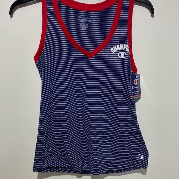 Champion Women's Multicolor Heritage V-Neck Ring Stripe Tank Top Size XS NWT - Picture 2 of 8